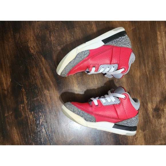 Nike Air Jordan 3 Retro Fire Red Cement Grey 13C Toddler CQ0489-600 toddler boys - Picture 5 of 10